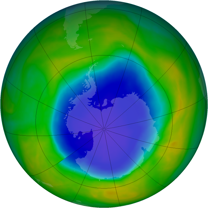 Antarctic ozone map for 15 November 2007
